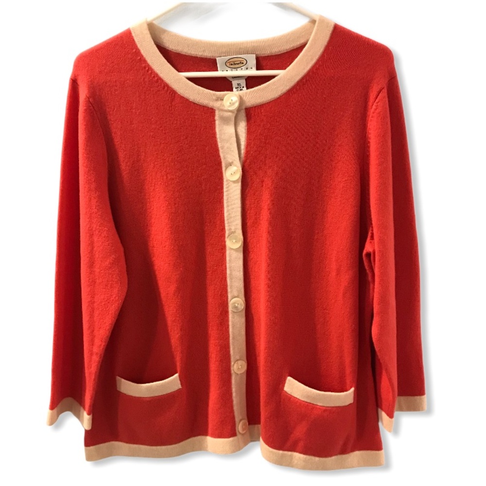 Talbots Petite Pure Cashmere Orange Cardigan
